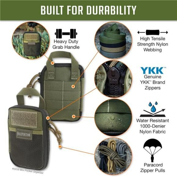 Mini Pocket Organizer Small Travel Pouch Bag with Zipper Compartments for Gear - Picture 6 of 7